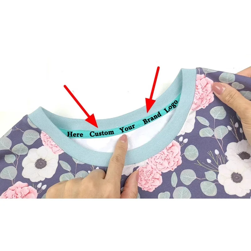 1000Y Customized sweatshirt T-shirt collars With 3D gold Print children\'s Clothing Edge Wrap Collar Strip Labels Elastic Belt