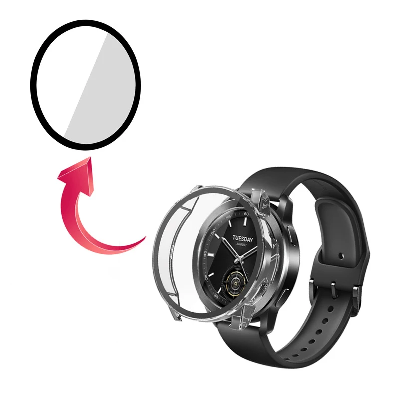 Hard Edge Shell Glass Screen Protector Film Smartwatch Frame Case For Xiaomi Watch S3 Protective Bumper Cover Smart Accessories