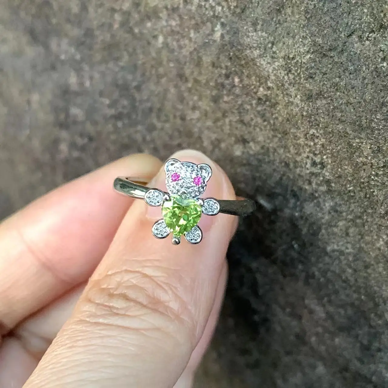 Anillo de peridoto Natural MM, anillo ajustable de corazón femenino, joyería para mujer, regalo, venta al por mayor, alta calidad, Vintage fino
