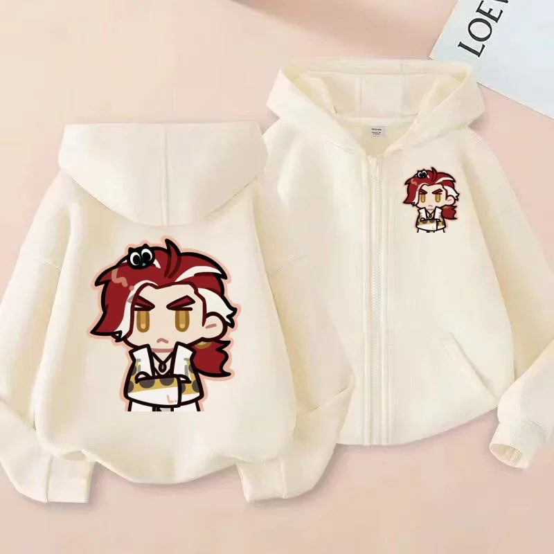 سويت شيرت بسحاب للأطفال Q-Version هوديي مطبوع عليه الرسوم المتحركة اللطيفة للرجال والنساء، قميص كاجوال لطيف #2