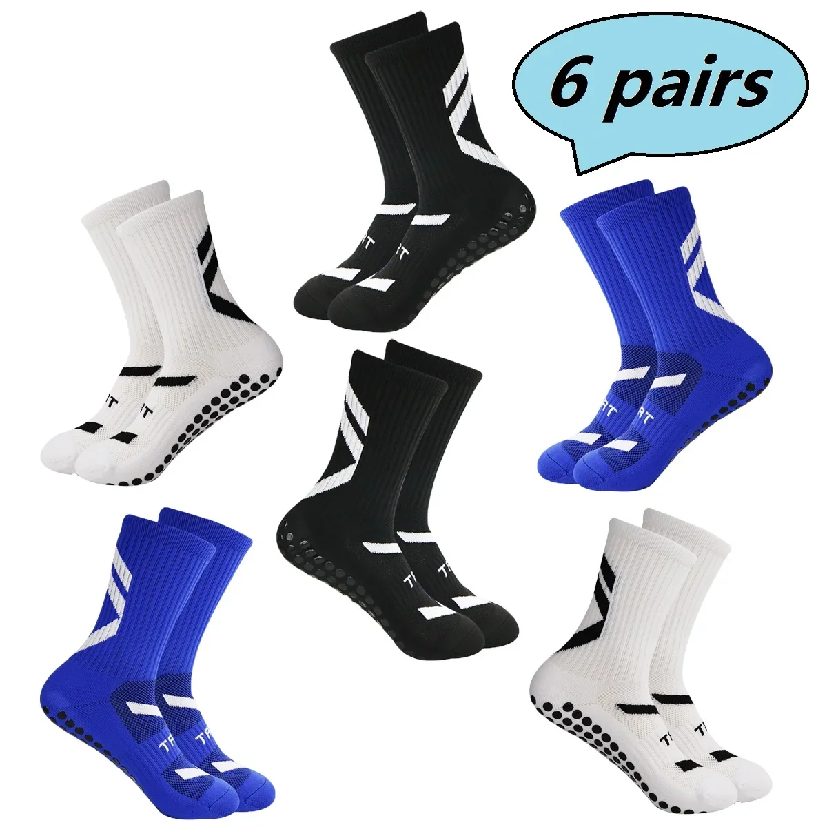 

6 Pairs New Men's Sports Socks Thick Towel Bottom Men's Dispensing Non-slip Football Socks Basketball Socks Sports Stockings