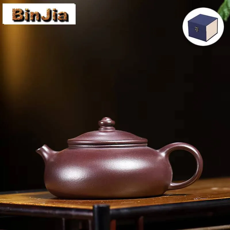 

Традиционные чайники Исин из фиолетовой глины, 180 мл, горшок ручной работы, чайник из необработанной руды, грязевой чайник, китайский чайный сервиз Цзыша, подарок для рукоделия