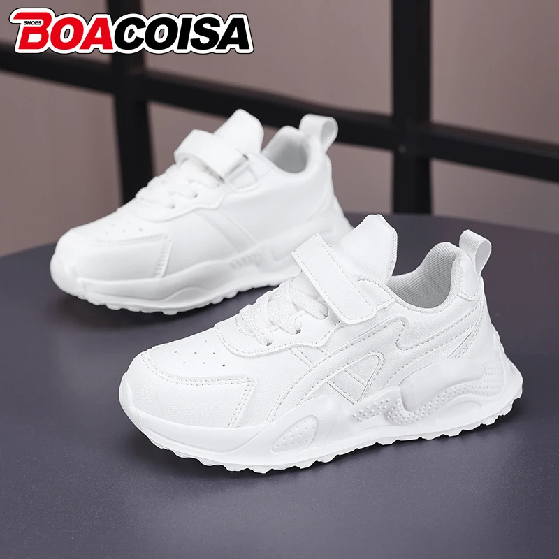 

Children's Leather Casual Shoes For Boys Girls Outdoor Sports Running Sneakers Breathable Kids Walking Flat Non-Slip Tennis