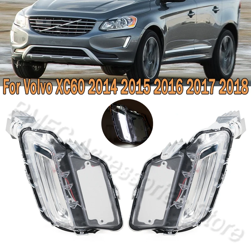 

LED Front Bumper Fog Light DRL Daytime Running Light Fog Lamp For Volvo XC60 2014 2015 2016 2017 2018 For Car 31364330 31364331