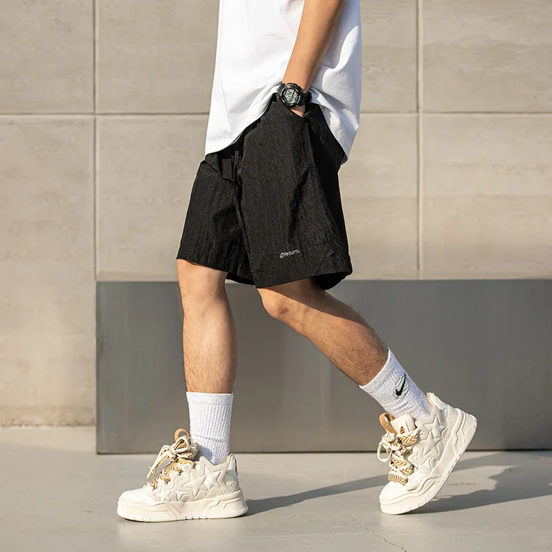 Beach shorts sporty lightweight casual contrasting embroidered cropped pants basketball shorts streetwear pants