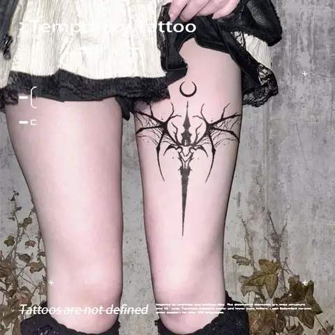 Temporary Tattoos Fake Tatto Dark Demon Wings Herbal Juice Tattoo Sticker Makeup Stickers Festivals Accessories Charm Y2K Party