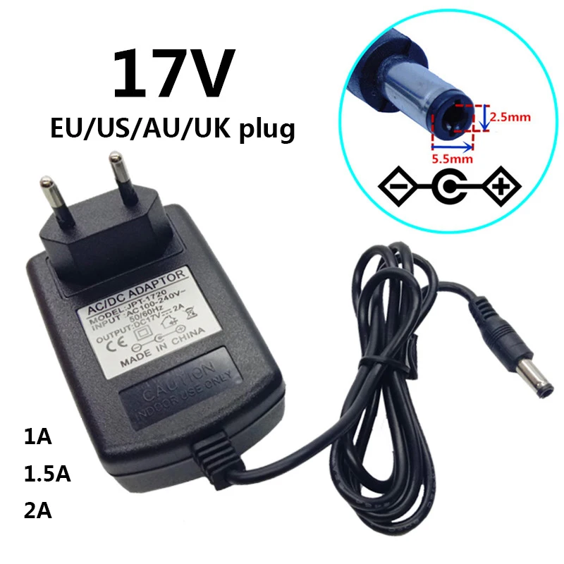 17 Volt Power Supply 17V 1A 1.5A 2A Universal Power Adapter 17 V AC/DC Adapters 5.5*2.5mm Conveter Switching Conveter Adaptor