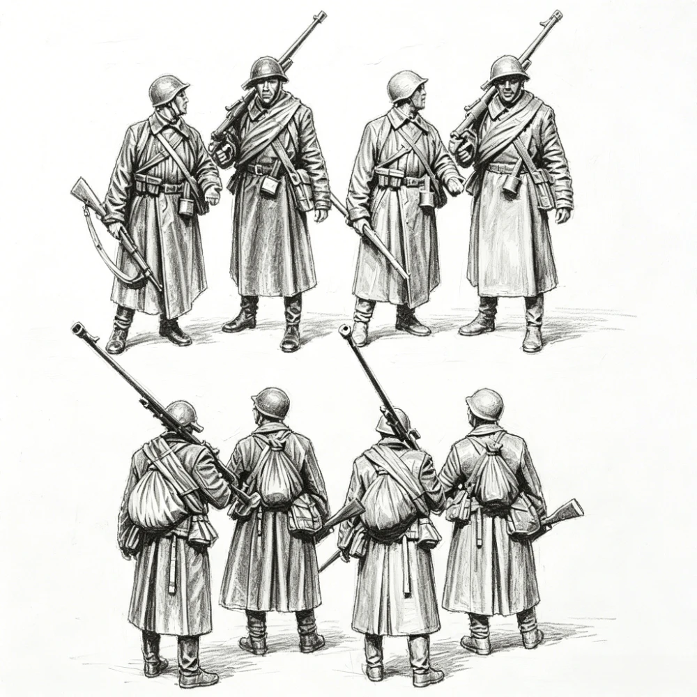 1/35 Die Cast Resin Military Soldier Figures Blank Unpainted DIY Model (2 People)
