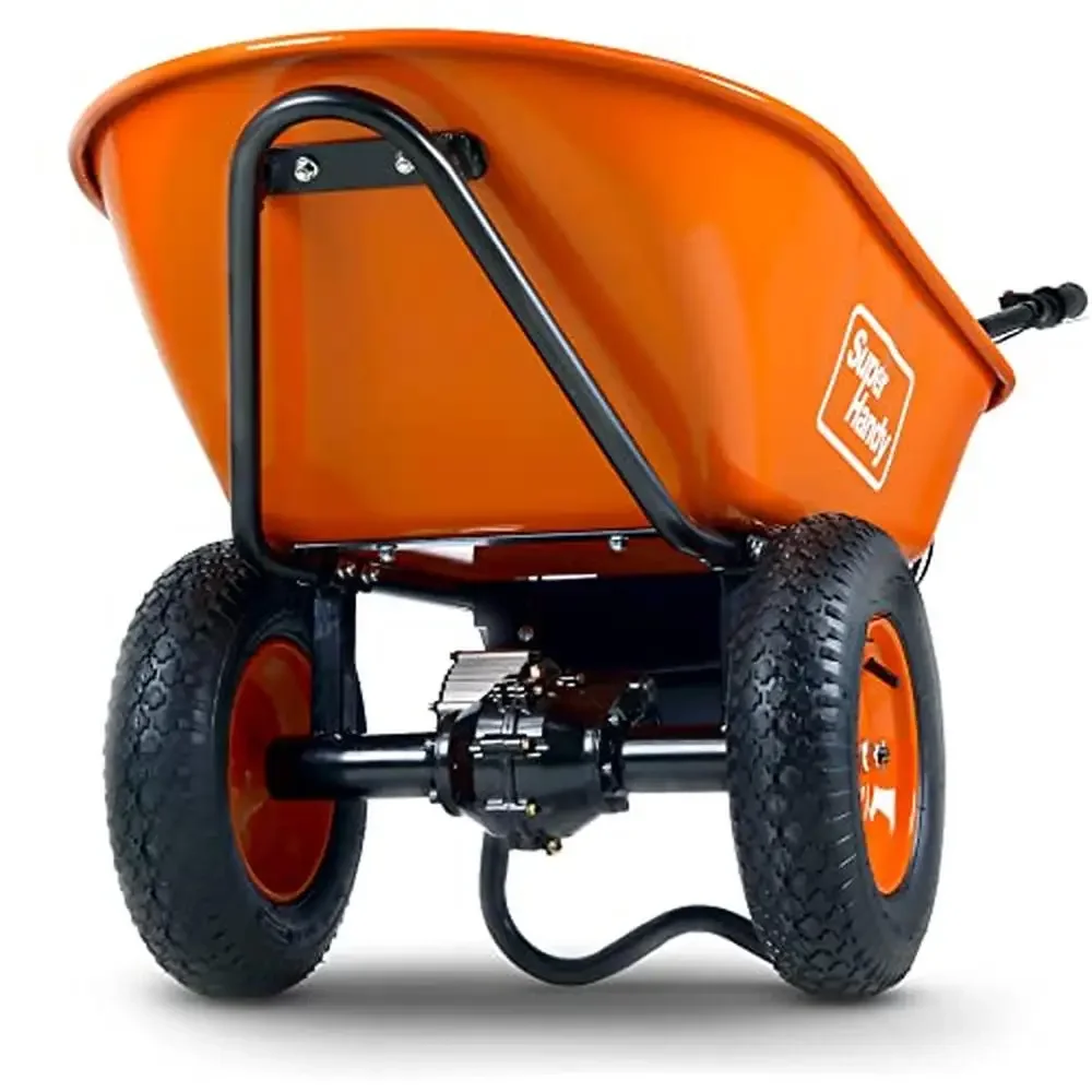 Electric Wheelbarrow 48V 2Ah Li-Ion Battery 330 lbs 150 kg Capacity 4 Cu.Ft. Steel Powder Coated Tub Material Cleanup Transport