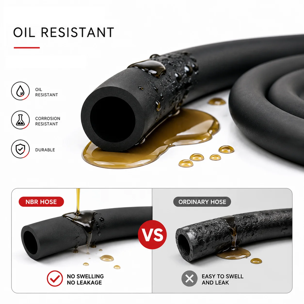ID 2/2.5/3/4/4.5/5/6/7/8/10mm oil resistant NBR rubber hose mechanical equipment oil delivery hose abrasion resistant hose