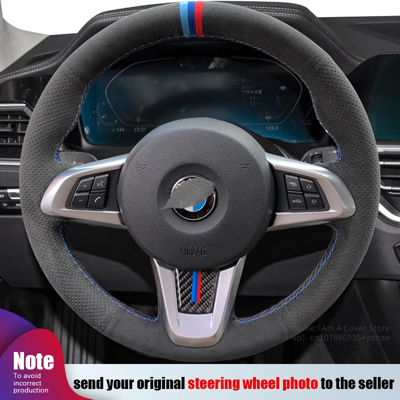 

Customize DIY Soft Suede Car Accessories Steering Wheel Cover For BMW F45 F46 X1 F48 2015-2019 X2 F39 2018 2019 Car Interior