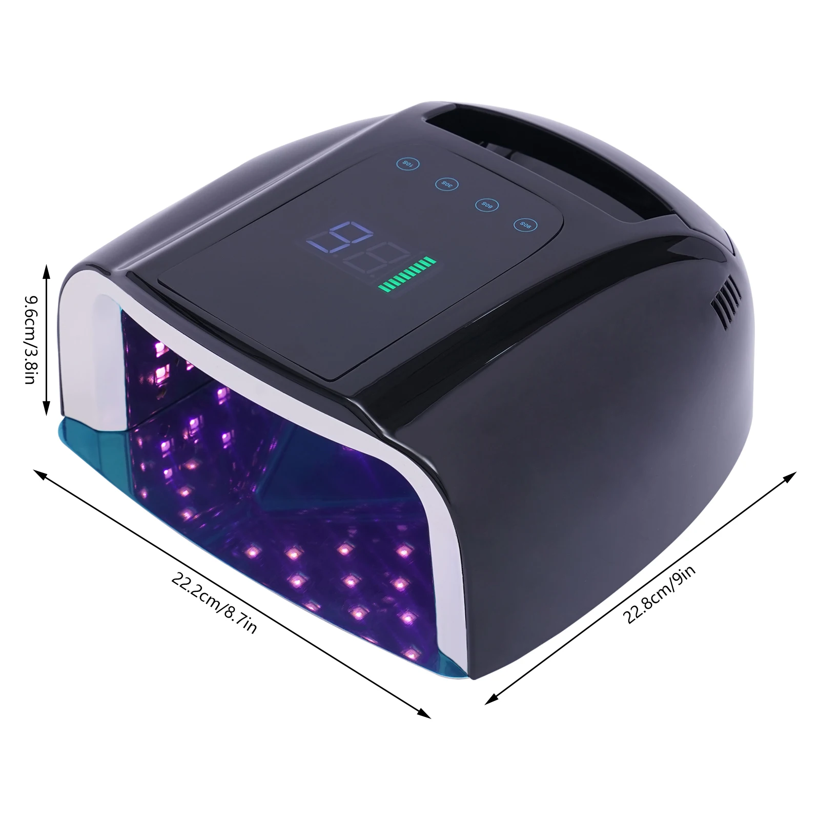 96 W wiederaufladbares UV-LED-Nagellicht, kabelloser Nageltrockner mit abnehmbarem Edelstahlboden