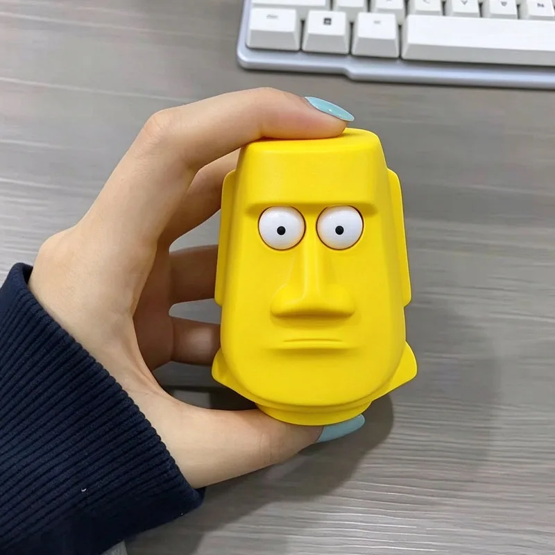 3D Printed Fidget Toys Pop Out Eyes Moai Statue & Emergency Stop Button Clicker Stress Relief Desktop Ornament Novelty Gift