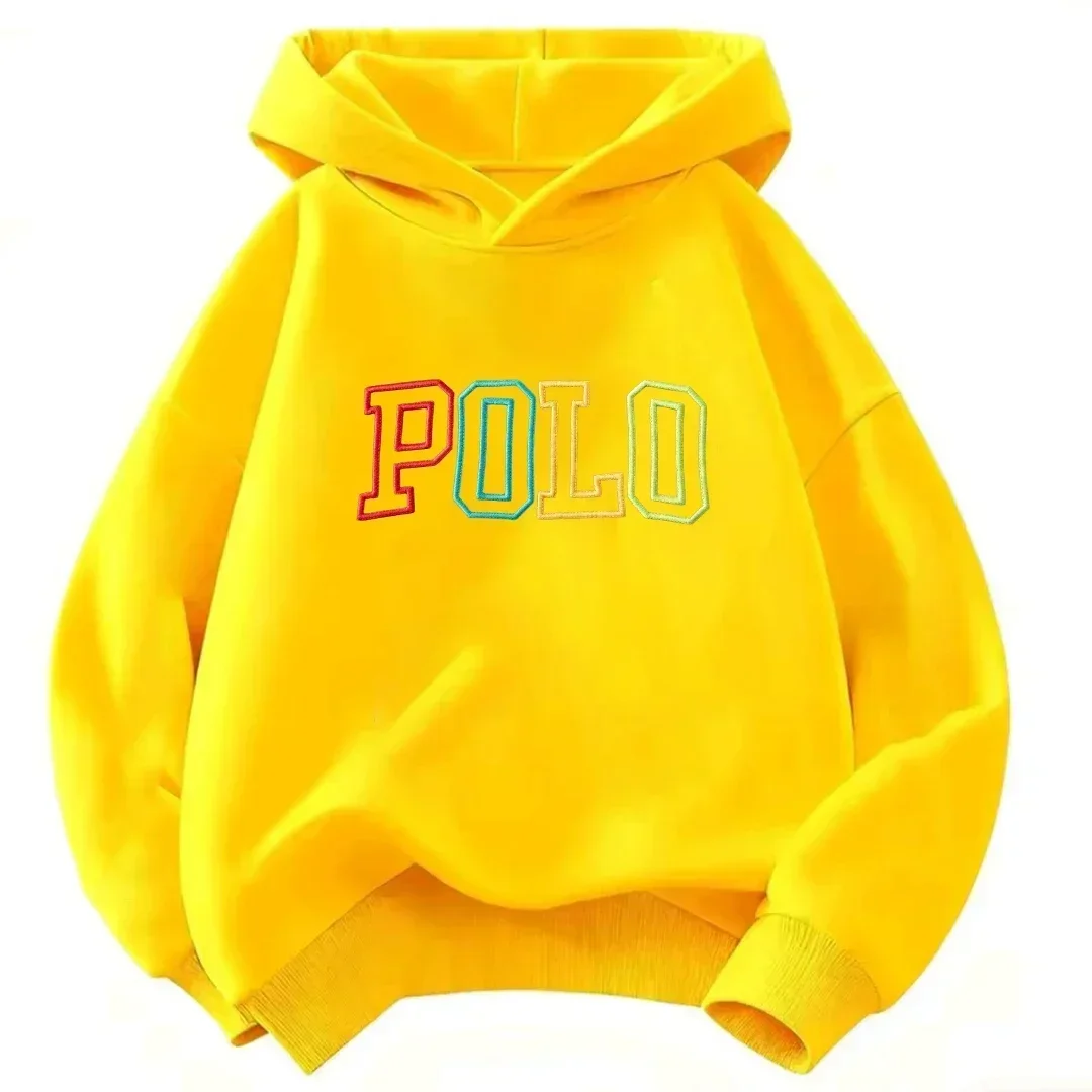 Kinder-Kapuzenpullover, bunter Farbverlauf, POLO-Design mit Buchstabenmuster, langärmelig, Pullover-Sweatshirt, für Jungen und Mädchen, lässige Herbstbekleidung. – Detail 6