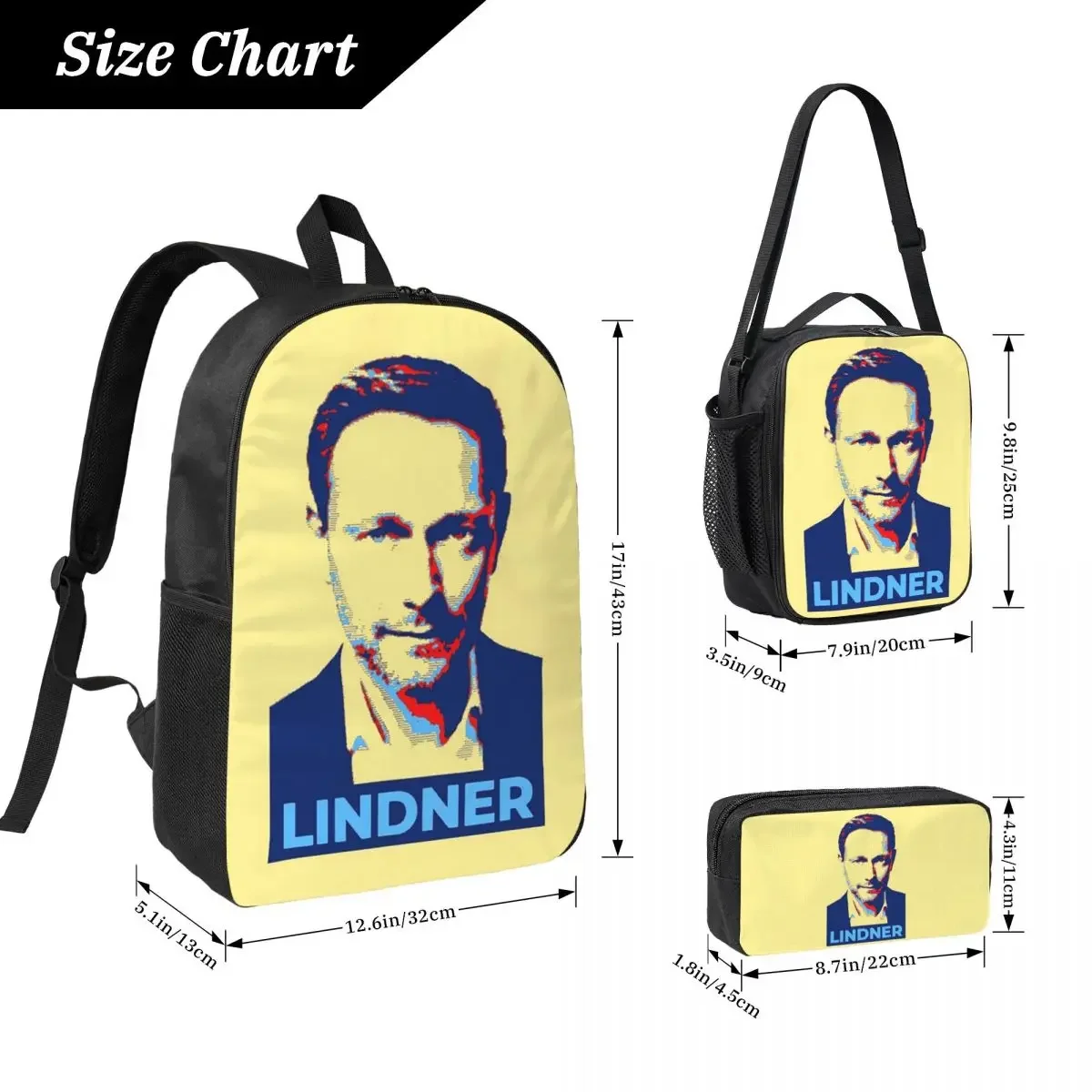 Legend Christian Lindner Minister Of Finance Backpack BookBag School Bag Shoulder Bags 3ps Insulated Lunch Bag Pencil Case