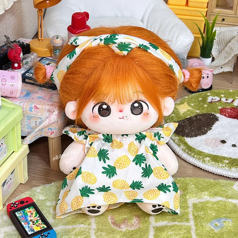 Doll Clothes For 20cm Idol Dolls Accessories Fit Plush Stuffed Cotton Doll Pineapple Dress Skirt Outfit For Korea Super Star Toy