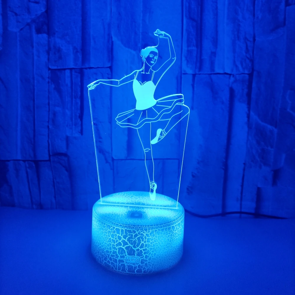 Ballet Dancer Night Light 3D Illusion Ballerina Table Lamp for Bedroom Decoration Holiday Christmas Birthday Gift for Girls