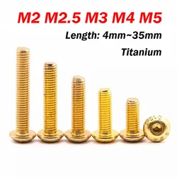 M2 M2.5 M3 M4 M5 Titanium Alloy Steel Plated Gold Button Head Socket Cap Screw Allen Bolts For Bike Motorcycle Model