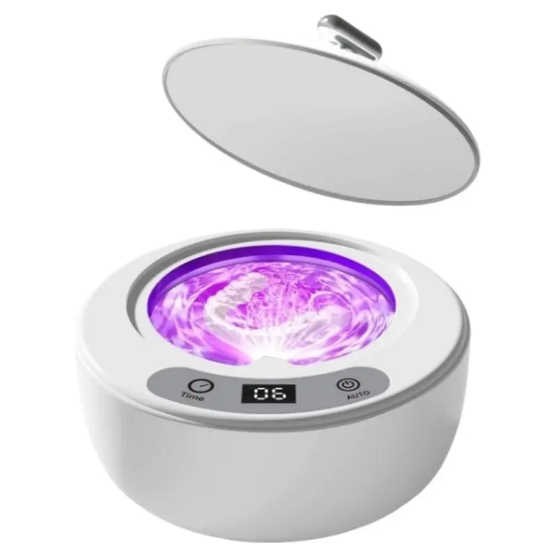 B82B-Portable Ultrasonic Retainer& Silver Jewelry Cleaner Machine UV Light And Timer Function For Dentures Aligners EU PLUG