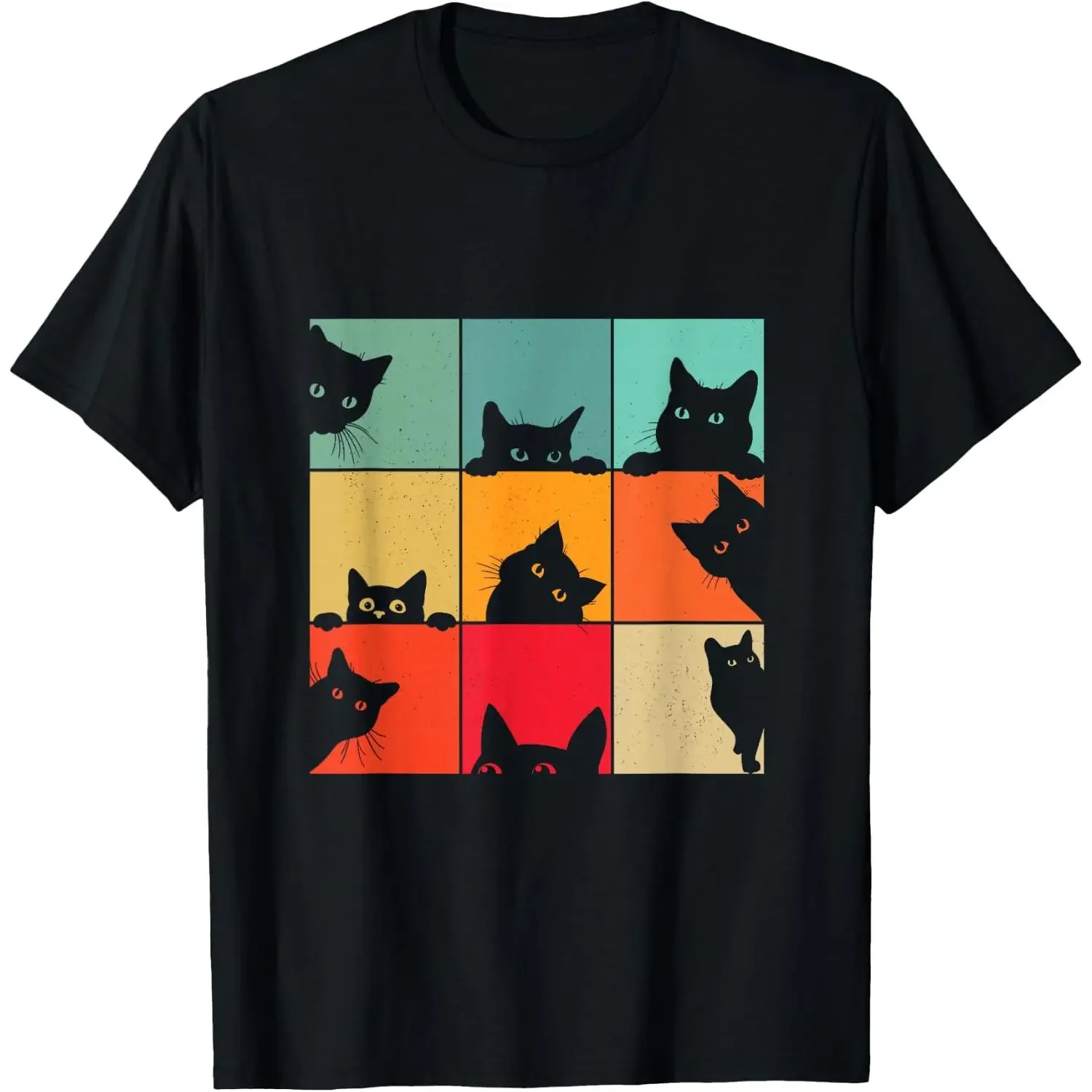 Funny Retro Vintage Curious Black Cat for Cats Lover T-Shirt