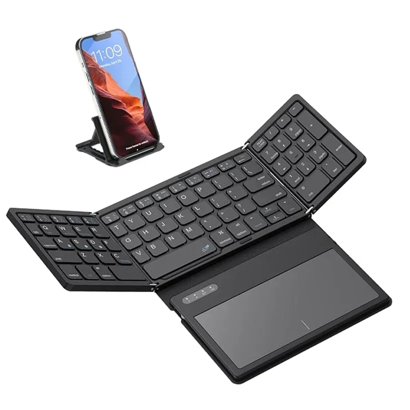 Foldable Bluetooth Mobile Phone Keyboard Folding Portable Wireless Keyboard with touchpad Keyboard for Smartphone