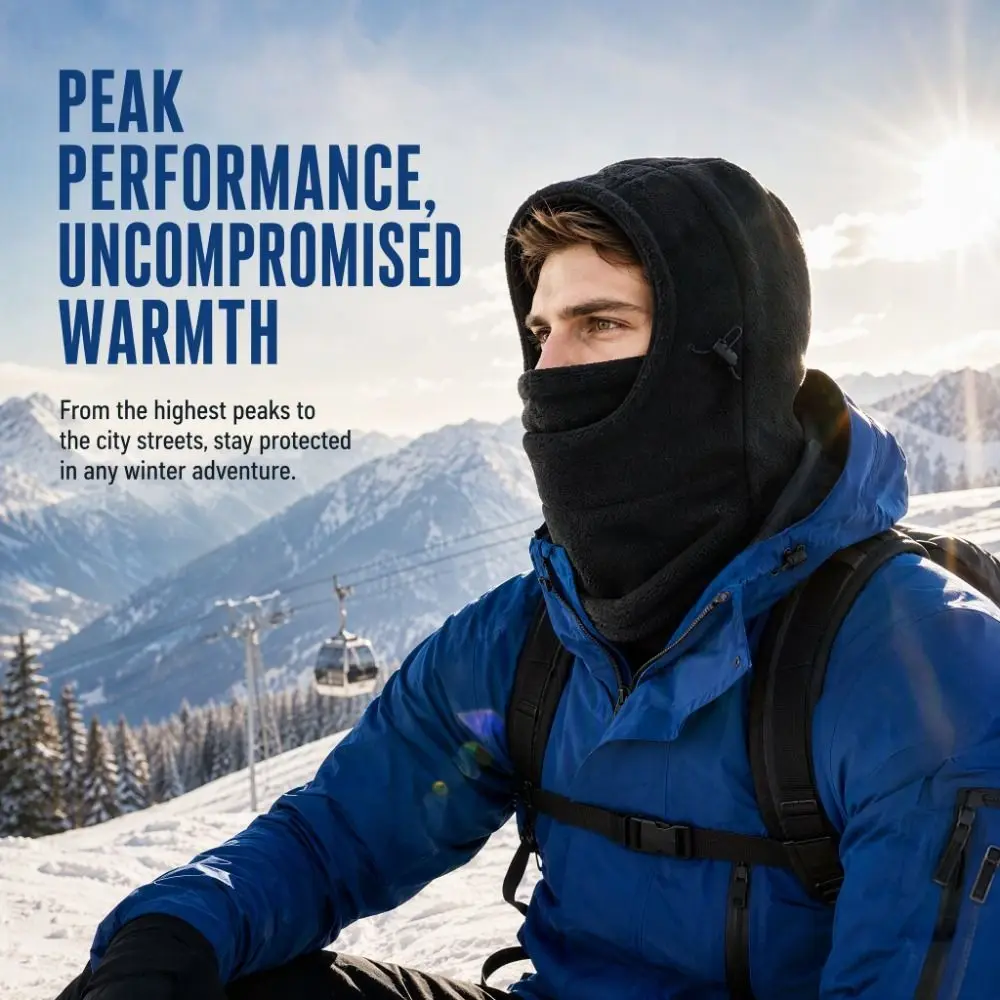 Windproof Winter Balaclava Hat Lightweight Full Coverage Cycling Hat Warm Solid Color Thermal Neck Warmer Cold Weather