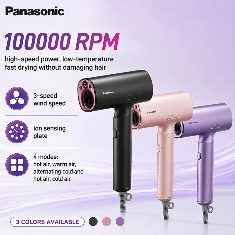 Panasonic WNA0H High Speed Hair Dryer 4Modes Nano Water Ion Hair Dryer Fast Drying with Hot Cold Air At 3 Different Temperatures