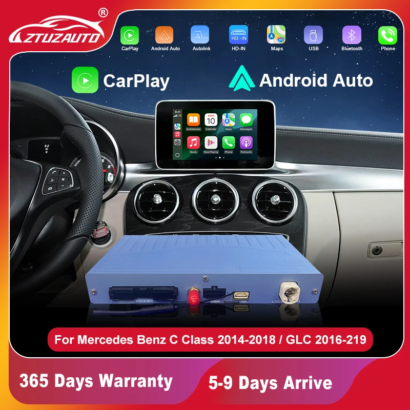Wireless CarPlay for Mercedes Benz C-Class W205 GLC 2014-2019 with Android Auto Mirror Link AirPlay Smart Car Play Functions