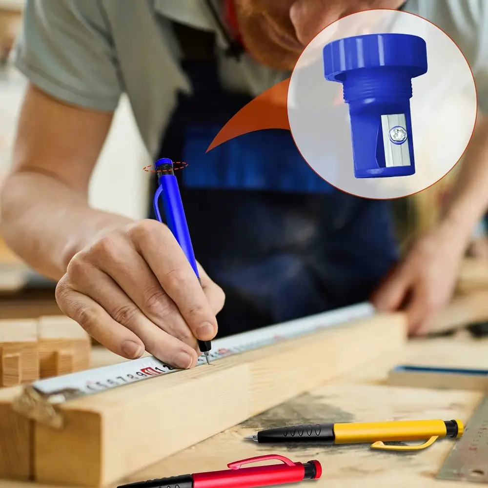 

1Set 2.8mm Woodworking Pencil Built-in Sharpener Long Head Mechanical Pencil Metal Deep Hole Marking