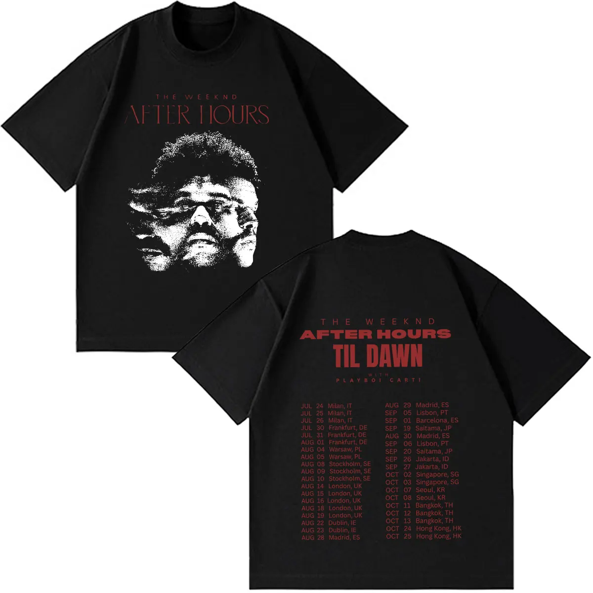 The Weeknd After Hours Til Dawn Tour 2026 Print T Shirt Men Women Fashion T-shirt Casual Loose High Quality Hip-hop T-shirts