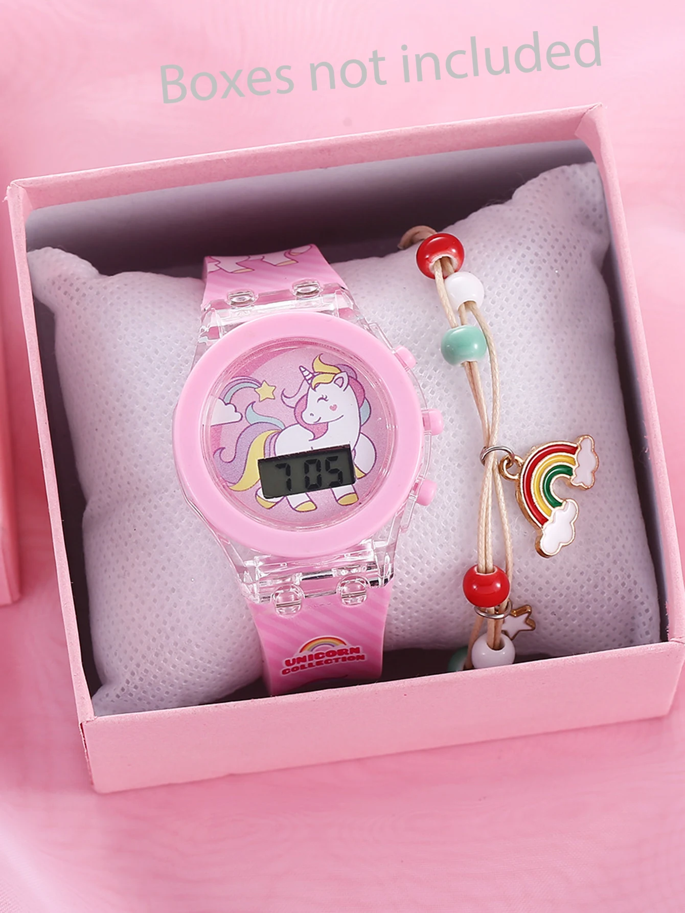 Children's glow-in-the-dark electronic multi-functional color Unicorn leisure sports electronic watch wristband set for students