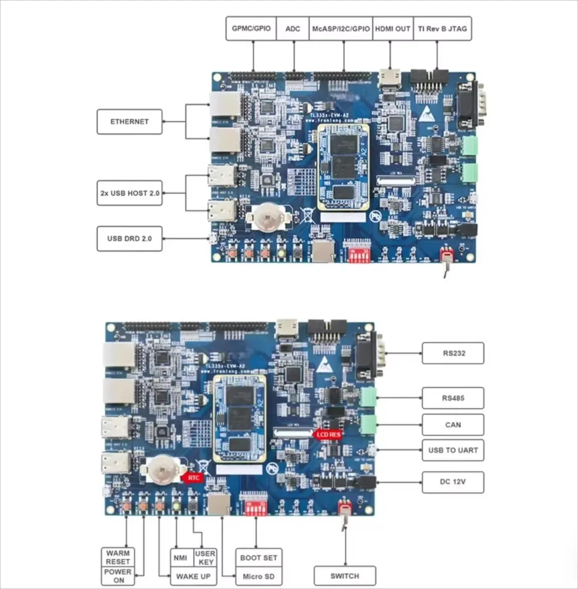 ToPssChuanlon AM335x Industrial Core Board With TI AM3352/54/58/59 Cortex-A8 ARM Connector