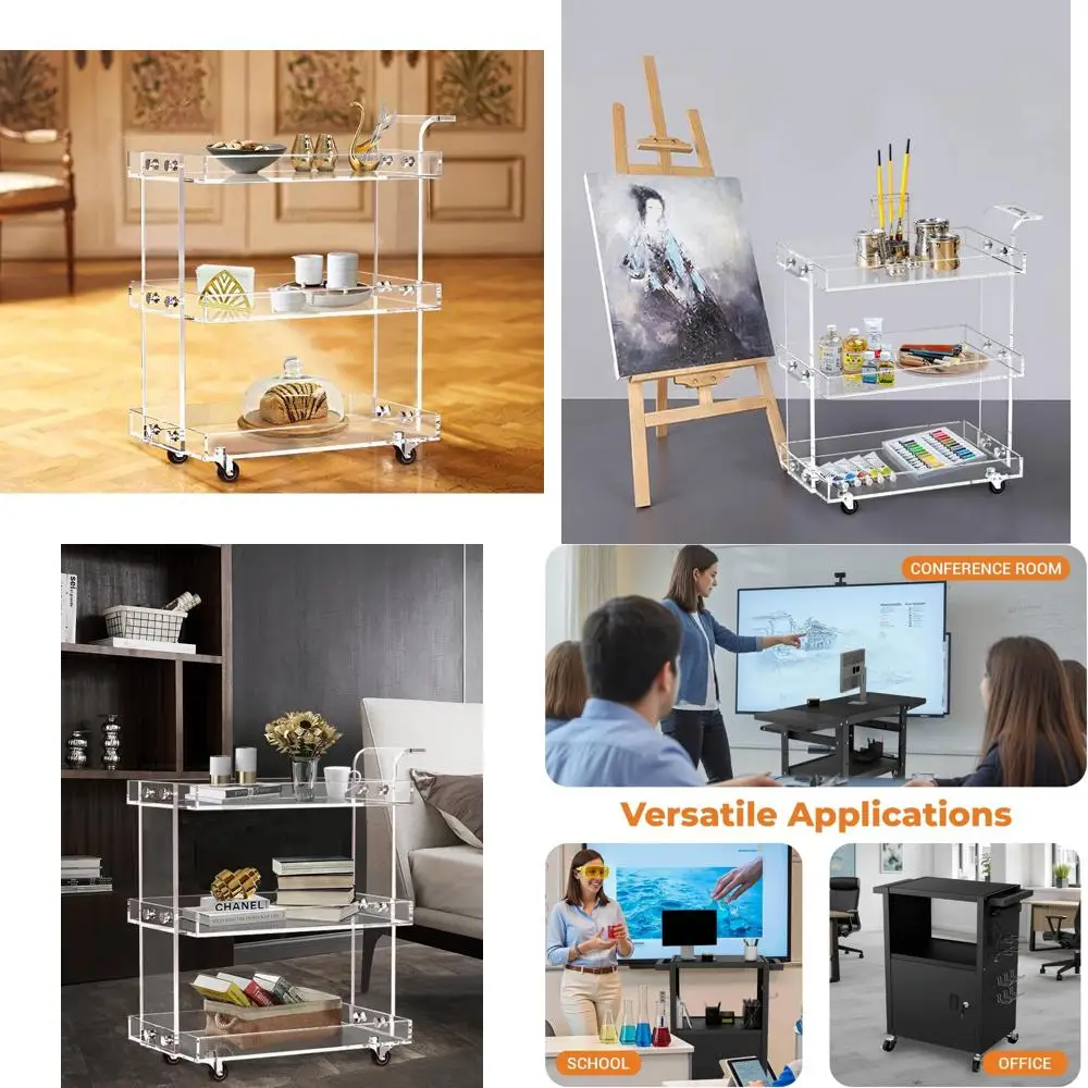 ONELUX 2319 عربة تخزين من الأكريليك الشفاف، عربة بار متنقلة #1