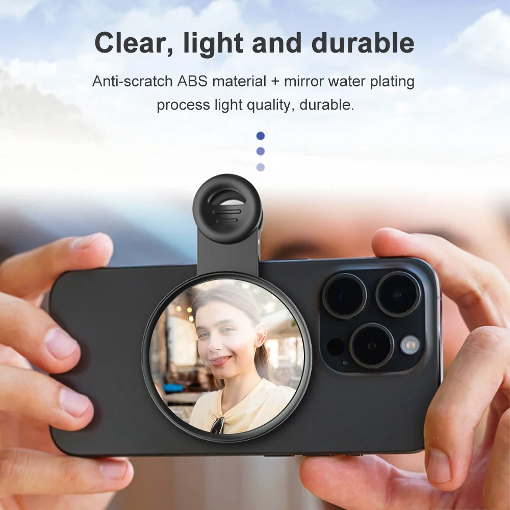 Clip-on cermin Selfie ponsel, untuk kamera belakang ponsel Universal cermin Selfie dengan IPhone 12 Samsung Foto Video aksesoris Selfie