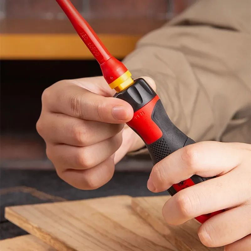 7 قطعة 1000 فولت للتغيير معزول المفكات مجموعة مع المغناطيسي مشقوق فيليبس بت مفكات كهربائي إصلاح الأدوات اليدوية #3