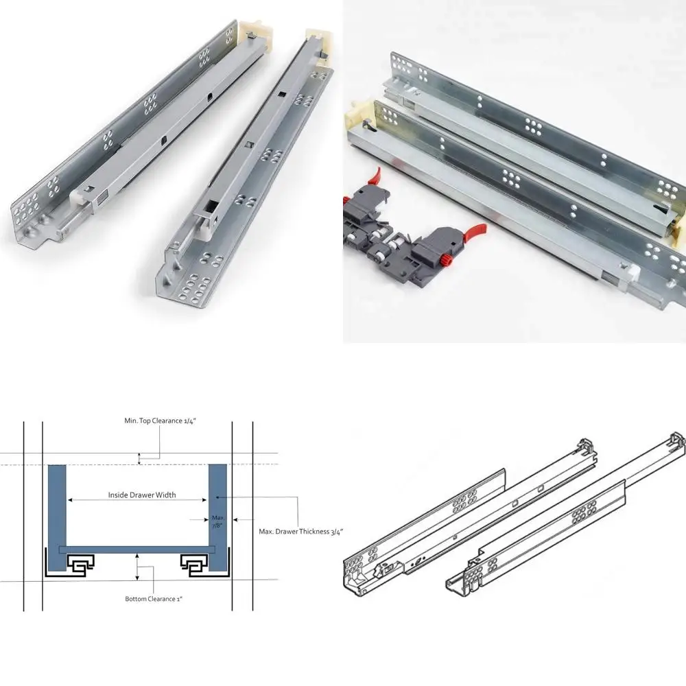 

Soft Close Undermount Slides for Full Extension, 21 Concealed Mount, 3 Pairs, Quiet and Smooth Operation