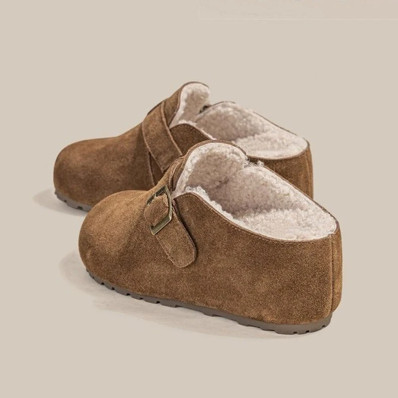 النساء الشقق الفراء البغال النعال الشتاء Slingback أحذية 2025 جديد قصير أفخم حذاء رياضة المشي الوجه يتخبط عادية Zapatos امرأة