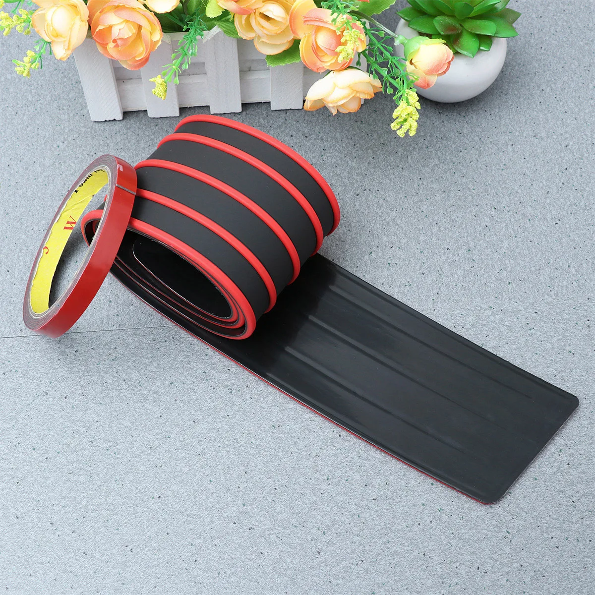 

Universal Rubber Bumper Protector Crash Proof Black Red Trim Guard Scratch Hide Soft Durable Suv Truck Pickup