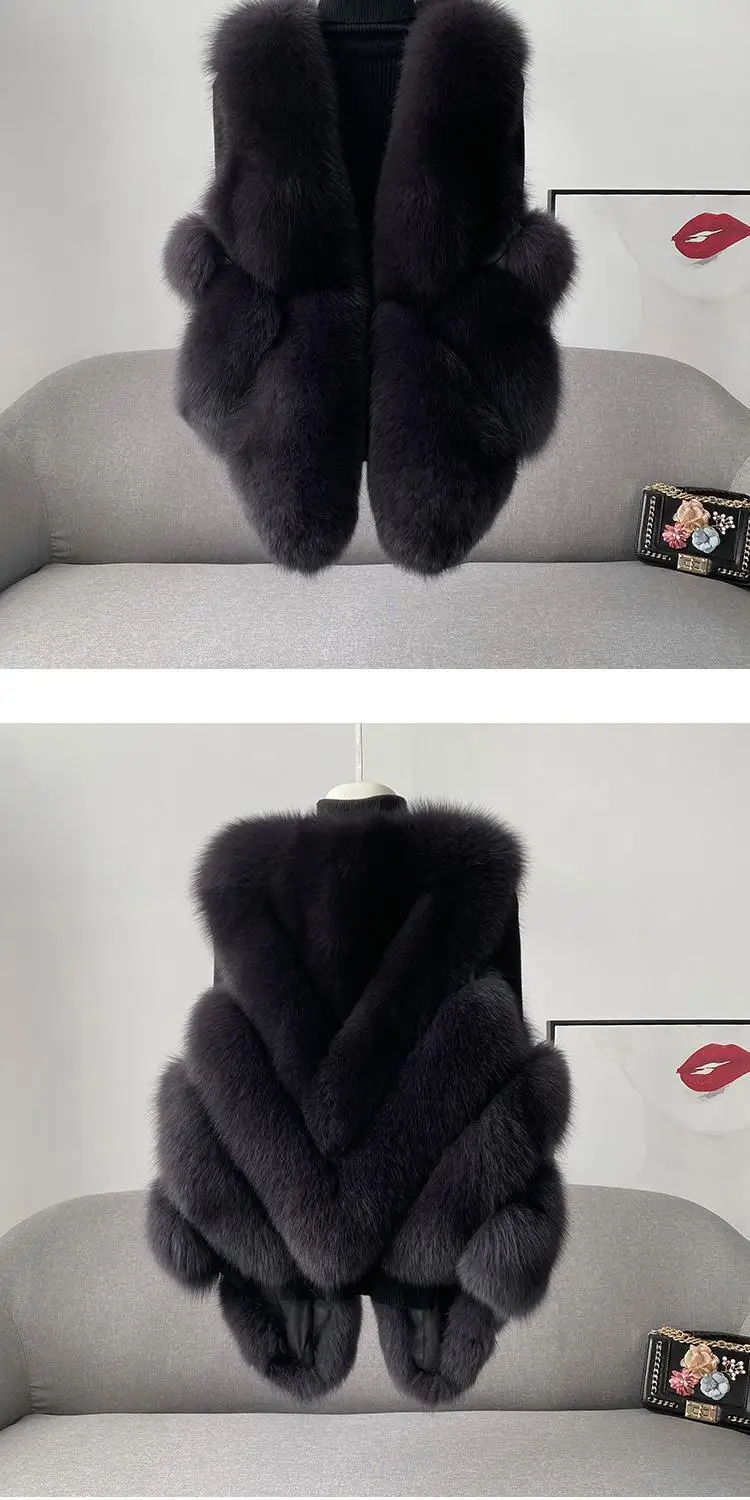 2024 autumn and winter new fox fur vest women's short coat young fur integrated vest winter coat women