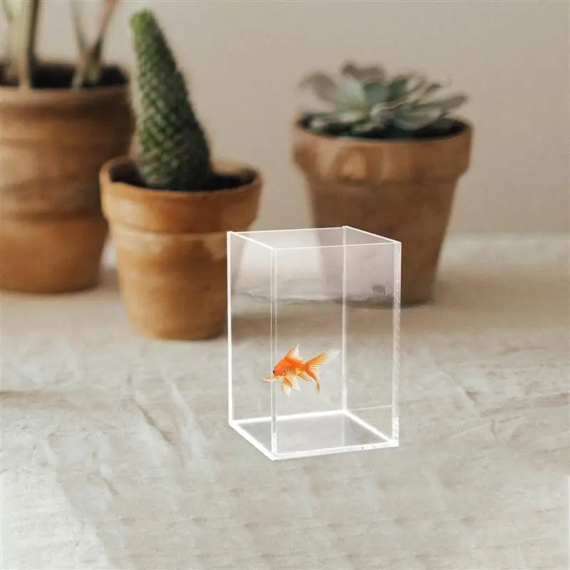 1PC Transparent Aquarium Tank Multi-Function Betta Tank Desktop Goldfish Tank Office Decor Acrylic Desktop Office Tanks Mini