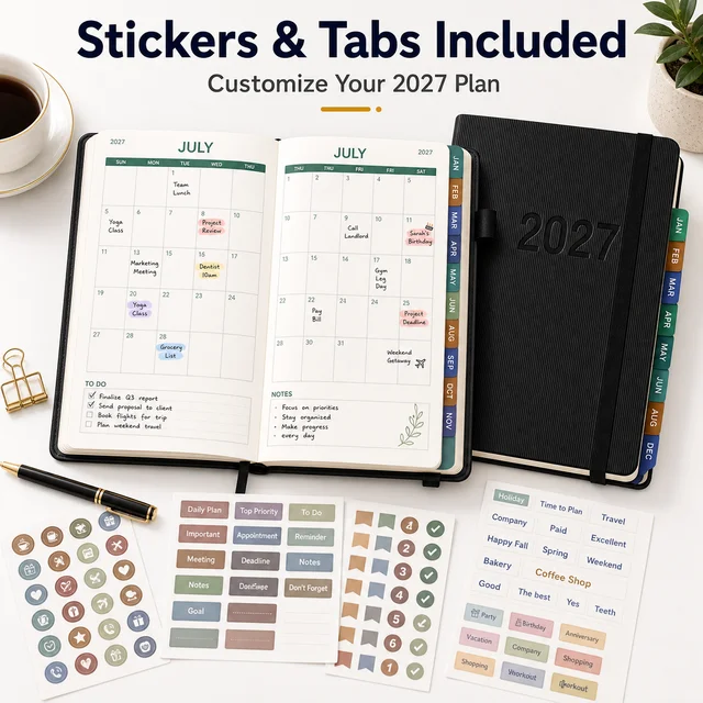 2027 Planning Notebook A5 English Planners Elastic Strap Designs Thicken Agenda Notepad Calendar Schedual 160 Sheets Page 320 6