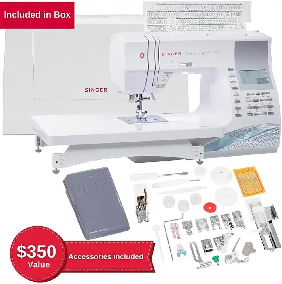 Machine – Metal, Plastic, with Extension Table, Hard Case & Accessories, 600 Stitches, Lettering, LED Light, 1-Step Buttonhole