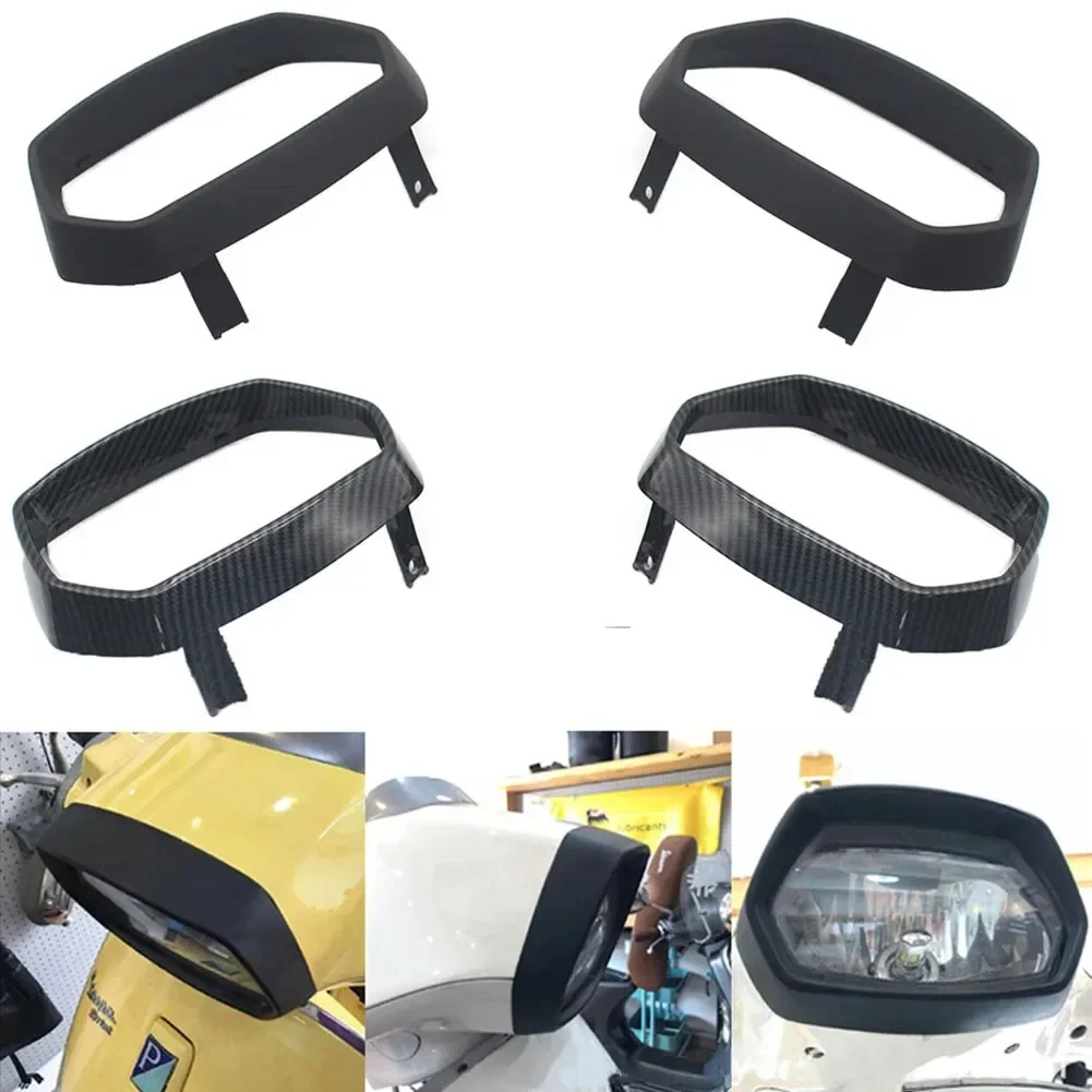 Motorcycle Headlight Lamp Cover Trim For VESPA Sprint 150 Black Carbon Fiber Printed