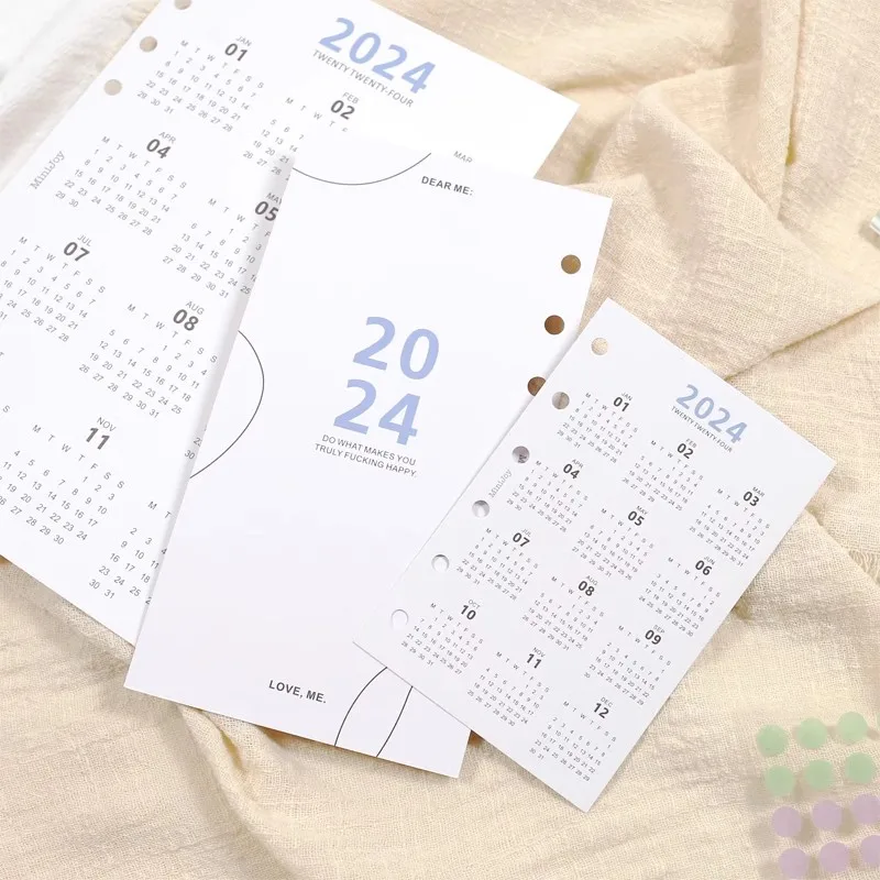 

2024 Calendar A5 A6 A7 Notebook Calendars Minimalist Title Inner Pages Notebook Loose Leaf Paper Office Stationery