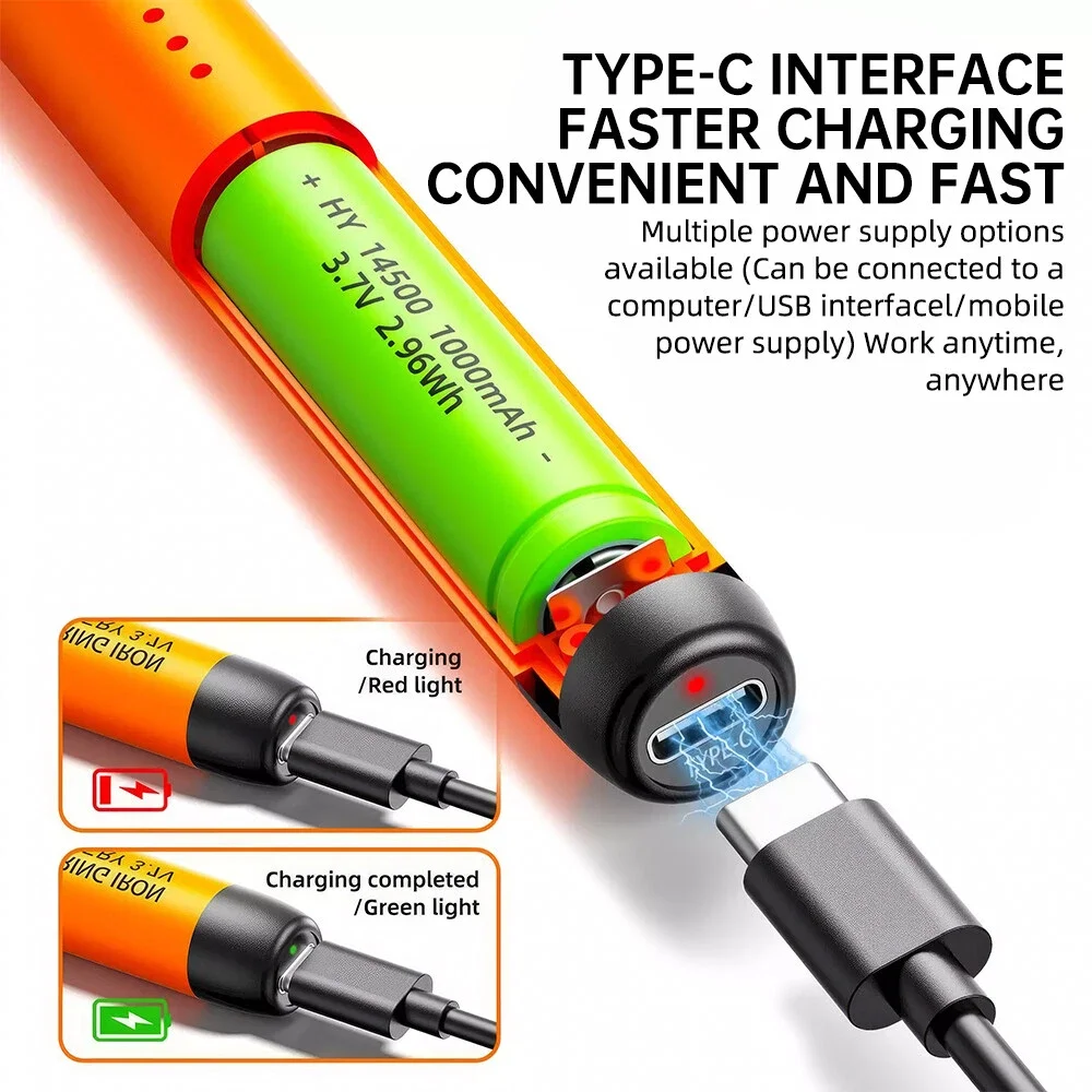 Przenośny zestaw do spawania z interfejsem Type-C, lutownica z regulacją temperatury, lutownica elektryczna USB z wyświetlaczem cyfrowym