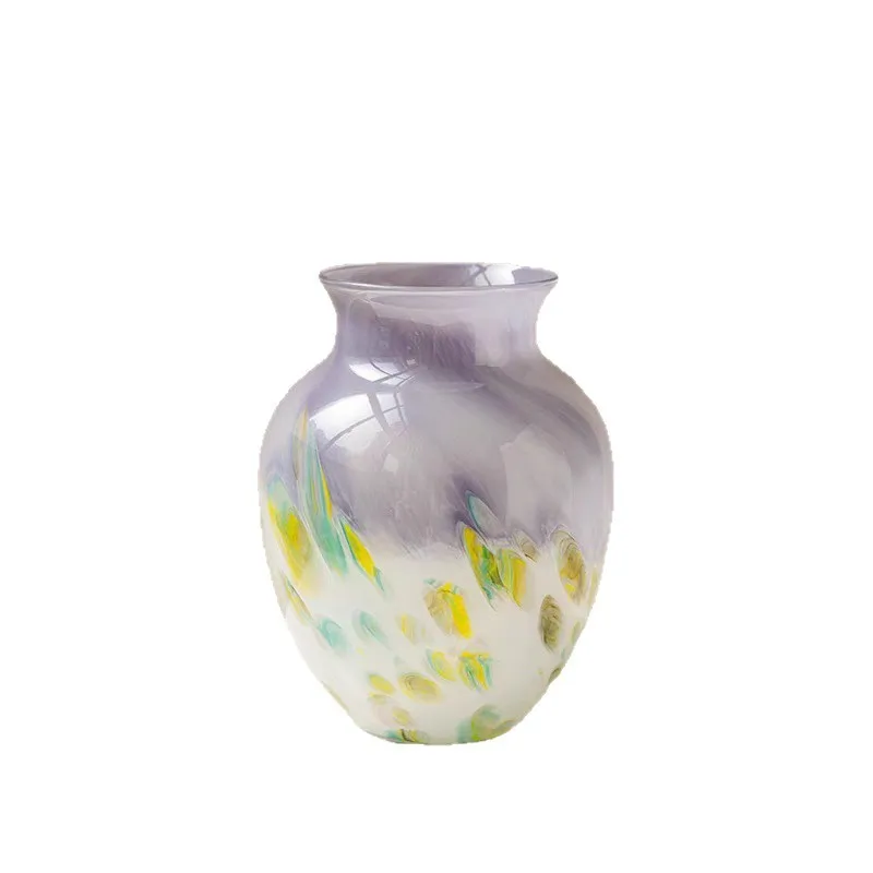 

PYH color gradual change polka dot glazed vase arrangement retro living room light luxury decoration white vase