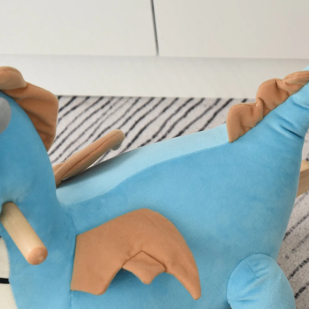 Kinderen pluche oprit-op hobbelpaard speelgoed dinosaurusrit schommelstoel met realistische geluiden voor 18-36 maanden, blauw