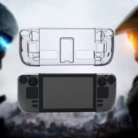 Clear PC Game Console Protective Case with Bracket Split Protective Cover Frame Replacement Console Shell Housing for Steam Deck
