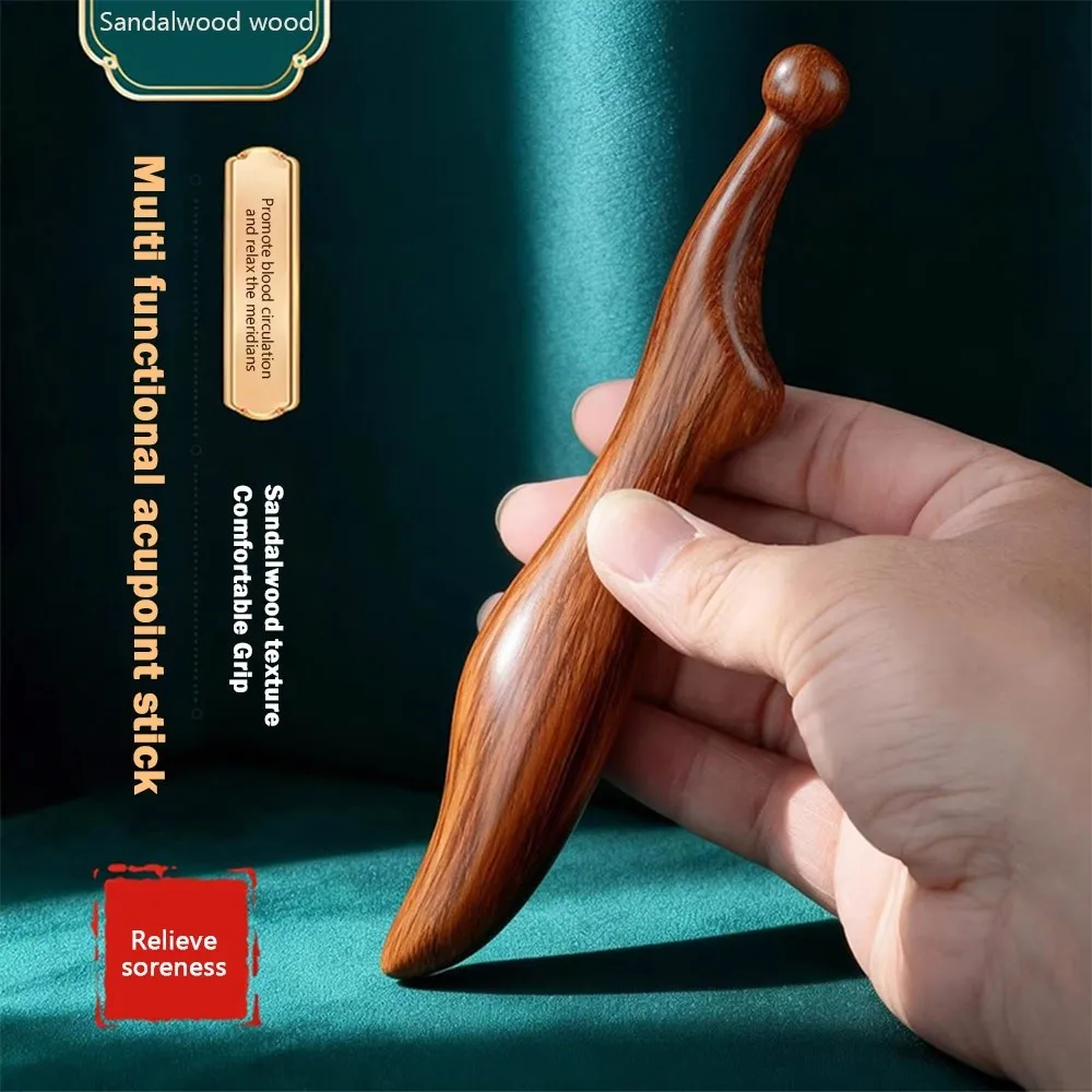 

Массажная палочка для точечного массажа стоп и шеи, акупрессурный ролик из сандалового дерева, инструмент для скребкового массажа меридианов, акупрессурная палочка для массажа тела