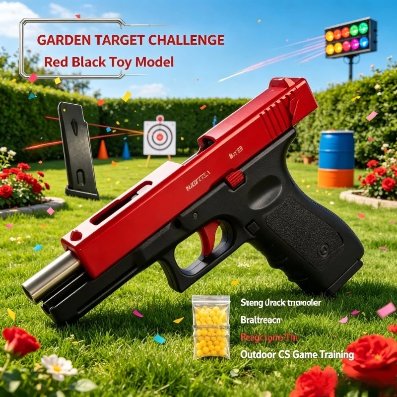 G17 Alloy Black Toy Blaster Fires Plastic Bullets Long Distance Solid Performance Perfect Kids Birthday Present